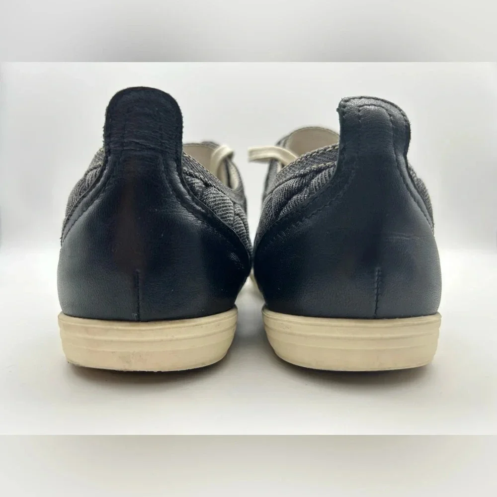 Chanel quilted denim leather lined low top sneakers shoes authentic 38